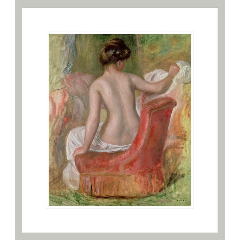 Nu dans un fauteuil par Pierre-Auguste Renoir, H 20,26 po x l 17,75 po