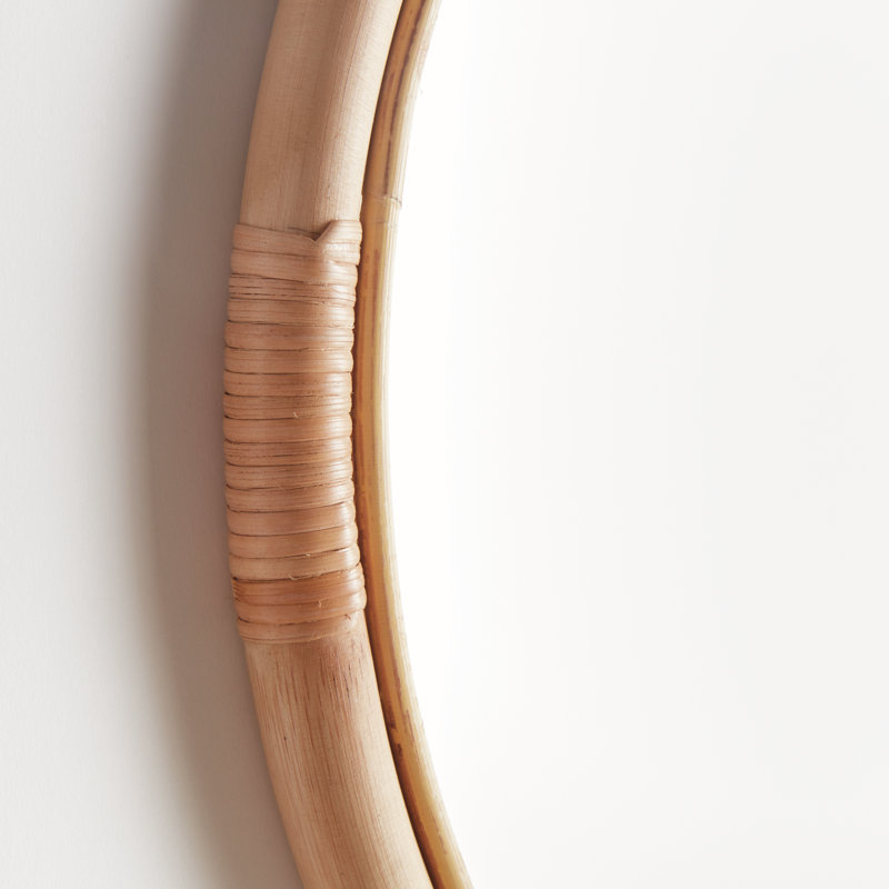 Petit miroir rond tissé en atelier Naturel, 20,5 po x 20,5 po
