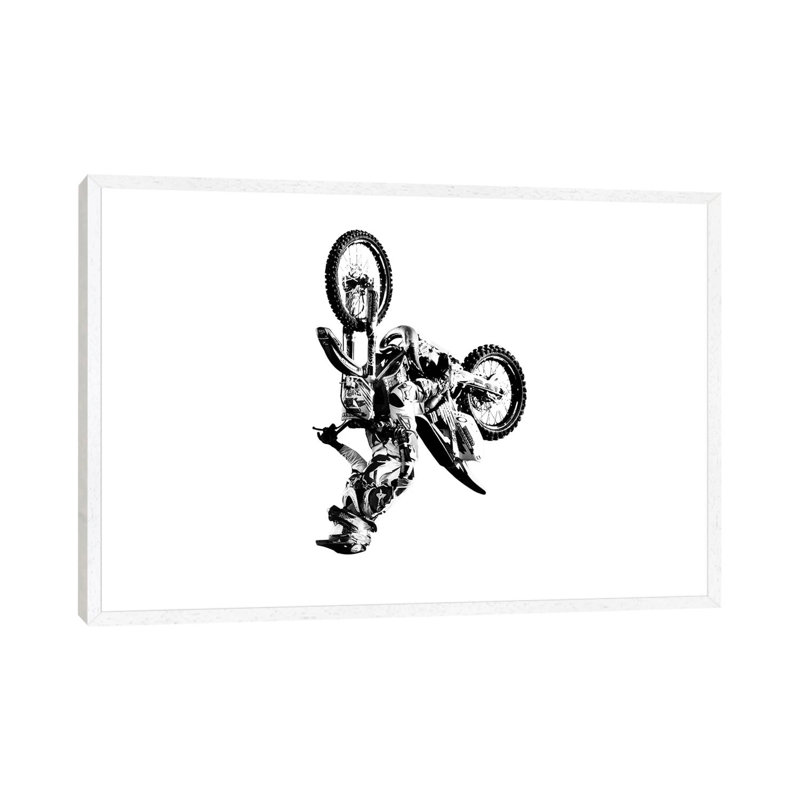 Motocross Flip White - Print on Canvas, White Framed, 66.04 cm H x 45.72 cm W