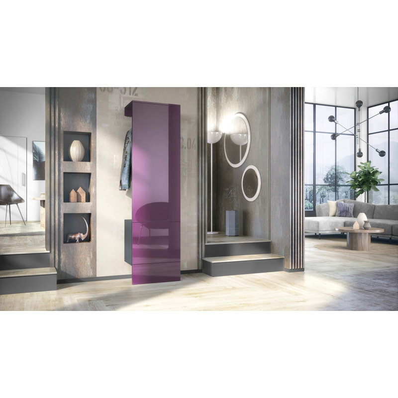 Chappa Hall Tree 52cm Wide, Blackberry high gloss