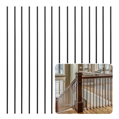 Lot de 30 balustres d'escalier en fer, barres carrées creuses en métal de 112 cm x 1,3 cm pour rampe d'escalier intérieure Wayfair