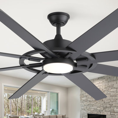 Ventilateur de plafond 72 pouces avec lumière et télécommande, 3 CC à DEL à intensité variable, moteur CC réversible à 6 vitesses, ventilateur moderne à 8 pales pour le salon