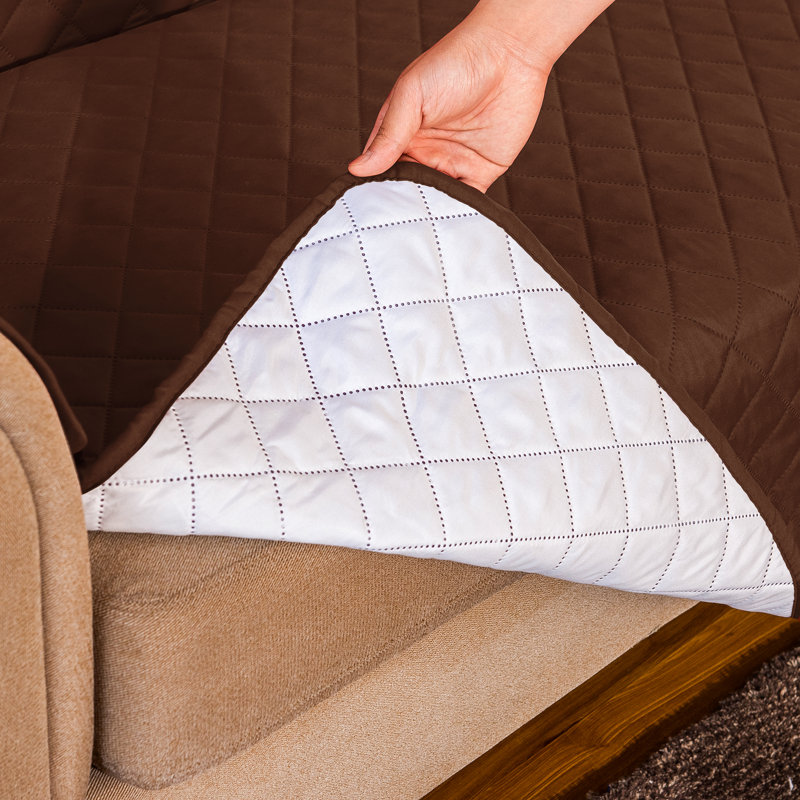 Microfibre/Microsuede Reversible Box Cushion Sofa Slipcover, Chocolate