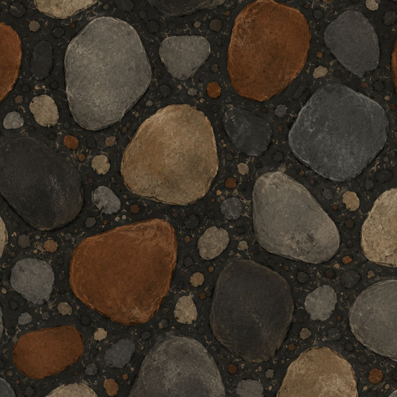 Papier peint adhésif auto-adhésif Earthy Mosaic Stone Rust Charcoal Beige Tones