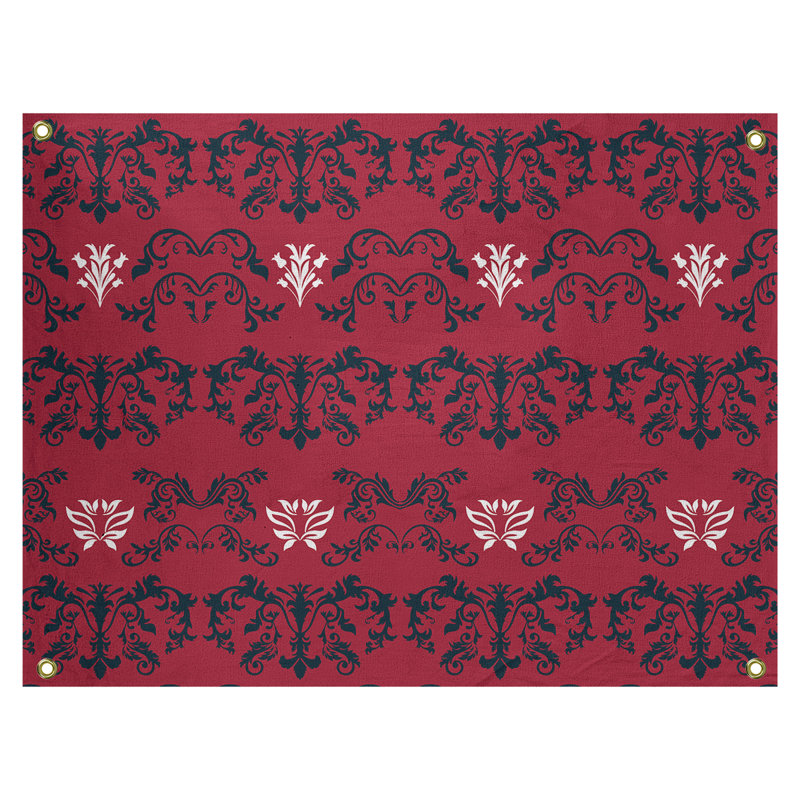 Tapisserie baroque en polyester polyester, Rouge / Noir / Blanc, H 26 po x l 36 po
