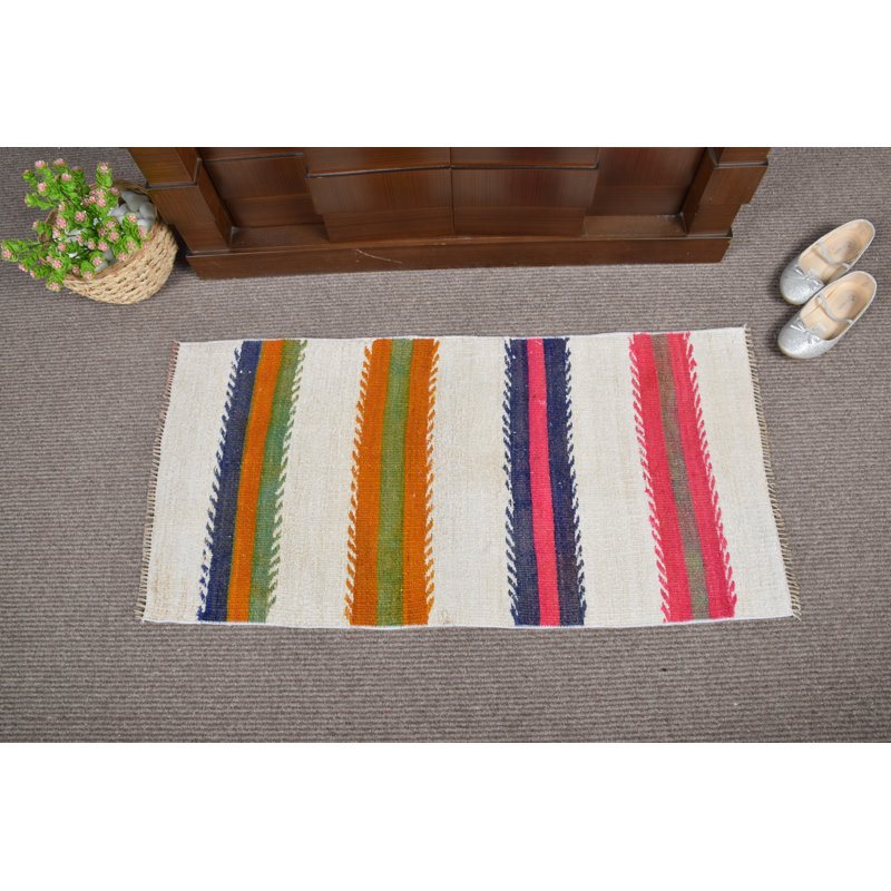 Tapis vintage rétro en chanvre Kilim