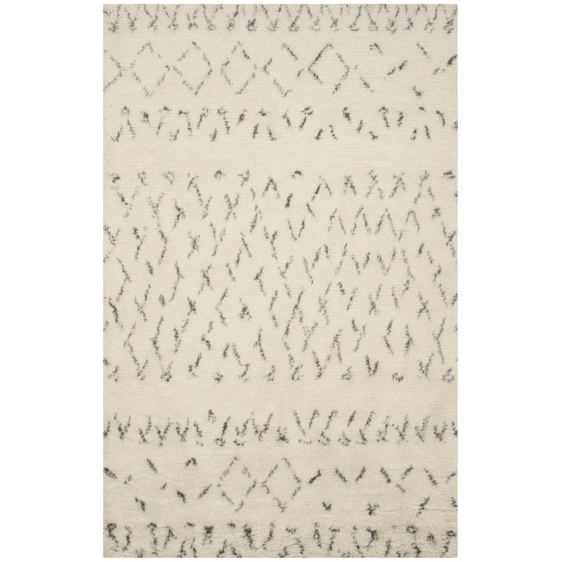 Jakes Geometric Wool Hand Woven Area Rug, Rectangle 152 x 244 cm