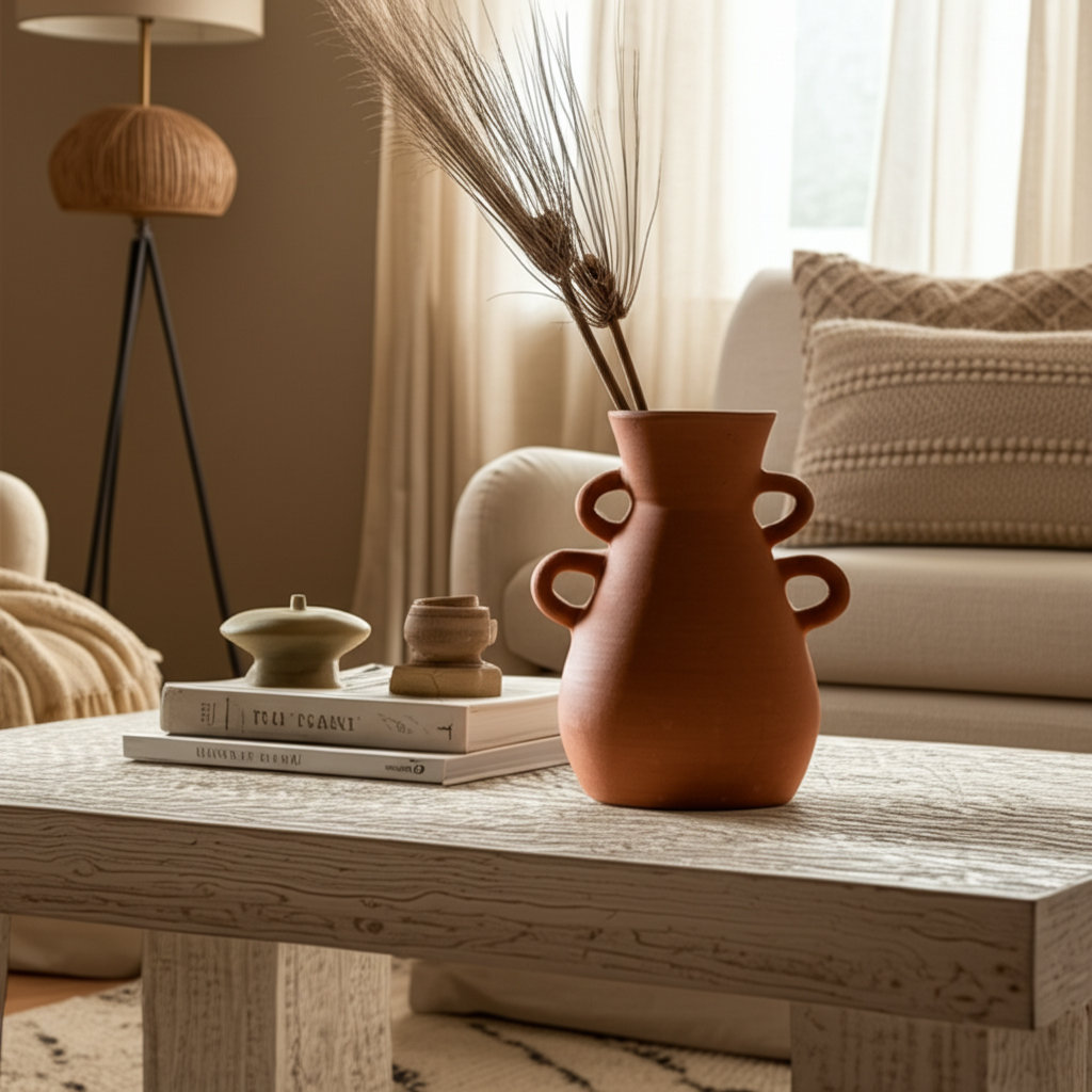 Kenshin Home Decor Vase with 4-Handled Design – Sculptural Tall Flower Vase in a Statement Shape – Perfect Table Vase Accent for Shelf, Entryway, or Mantel Styling – 12" Union Rustic 