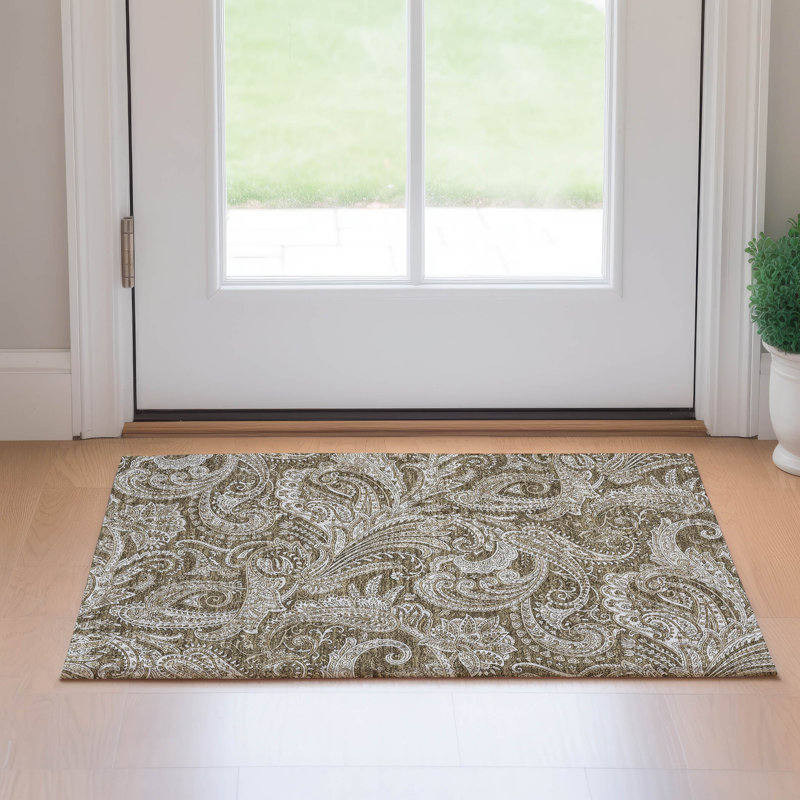 Premium Machine Washable Antonelli Chocolate Rug, Rectangle 1'8" x 2'6"