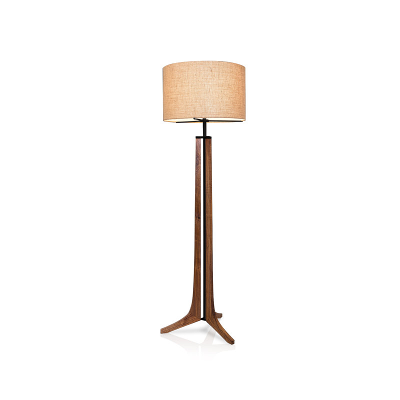 Lampe de plancher 72 po forma, Toile de jute, Noyer, Noir anodisé