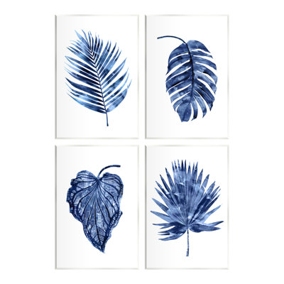 Variété de feuilles bleues simples, plante botanique simple, ensemble de 4 pièces surdimensionnées par Melonie Miller
