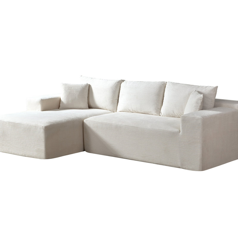 Canapé convertible en L 2 pièces dans une boîte avec coussins, canapé modulaire 3 places, meubles de salon compressés, Beige