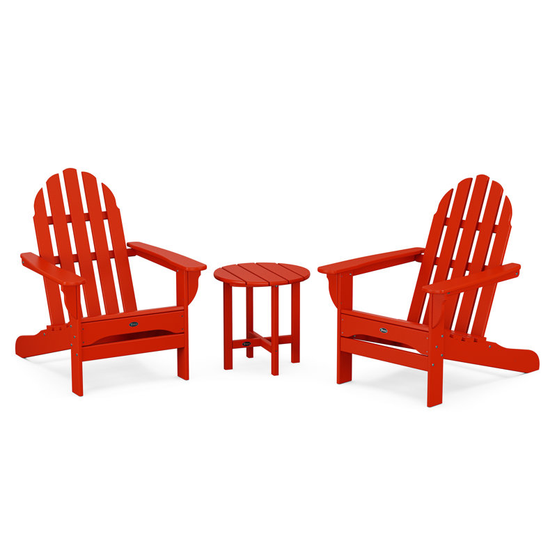 Ensemble Adirondack POLYWOOD 3 pièces Cape Cod, Rouge coucher de soleil