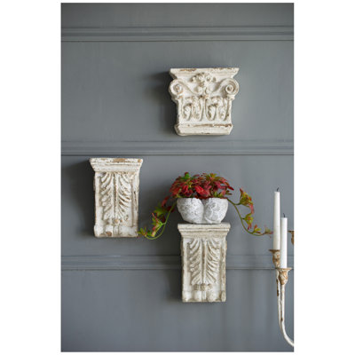 5.1X4.7X9.3" Antique White Wall Shelf