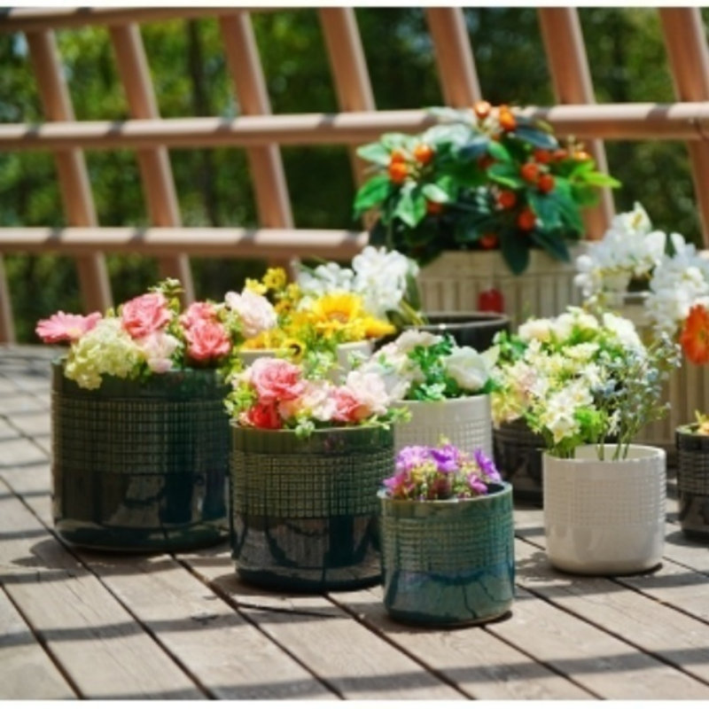 Ensemble de 3 pots à fleurs en céramique Modern, Noir