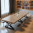 Banquet-style solid wood rectangular dining table-583723915