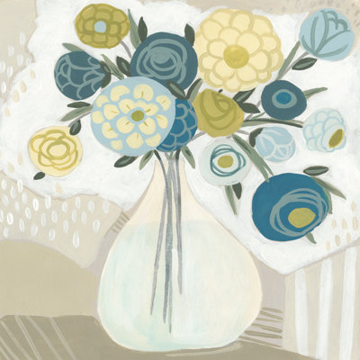 Blue Bohemian Bouquet I by June Erica Vess - Wrapped Canvas Painting