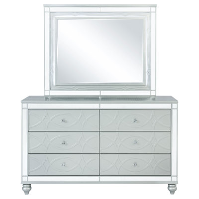 Kerynn 6-drawer Dresser with Mirror Silver Metallic