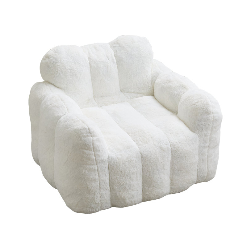 Fauteuil à billes en fausse fourrure blanc