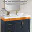 Comptoir de meuble-lavabo à surface solide de 42 pouces avec lavabo intégré à droite, comptoir moderne blanc vif de 2 po d'épaisseur, dosseret arrière de 1,38 po, conception à bord lisse, imperméable et facile à installer
