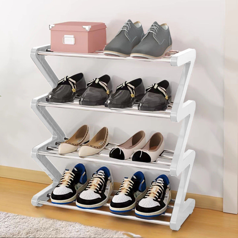 Ingenious Z Type Shoe Rack Easy Household Shoe Storage Rack Dormitory Multi Layer Assembly Shoe Rack, White