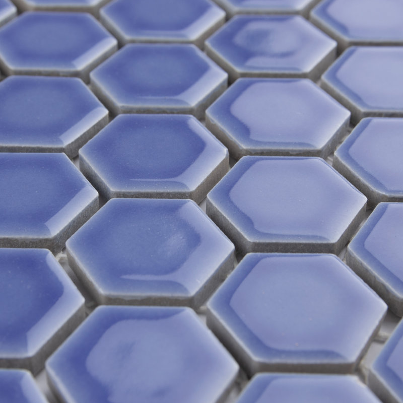 Tribeca 1" Hex Glossy 10-1/4 " x 11-7/8 " Porcelain Mosaic Floor and Wall Tile, Purple