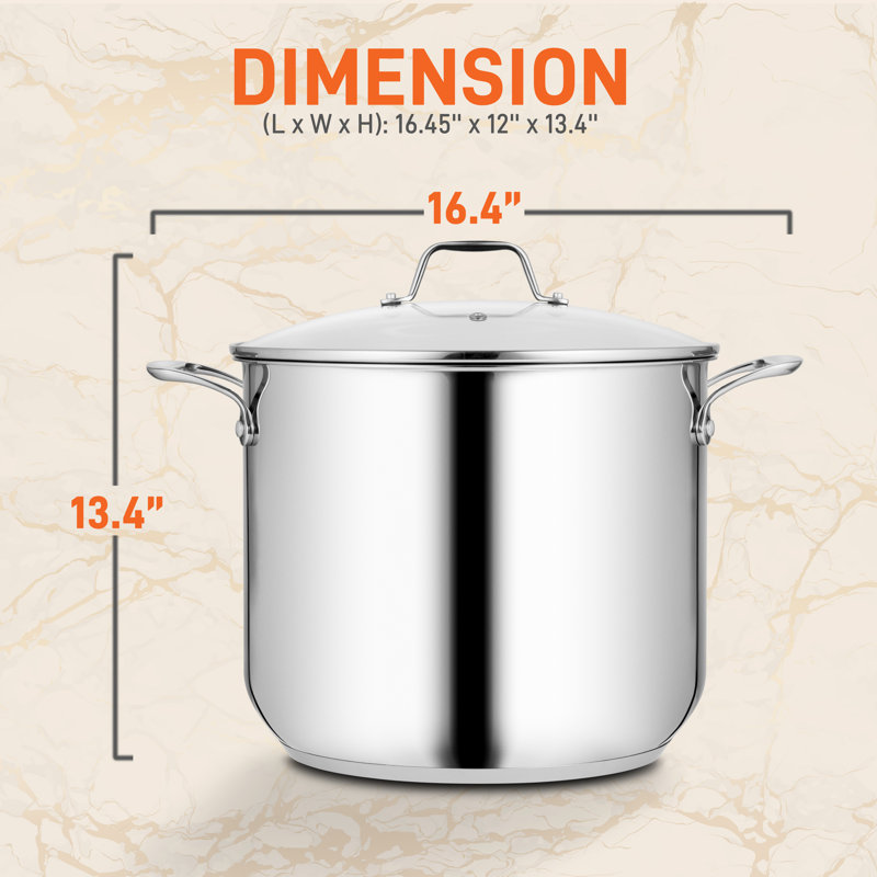 NutriChef 19-Quart Stainless Steel Stock Pot with Lid