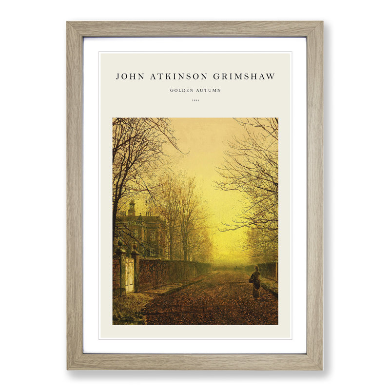 Golden Autumn by John Atkinson Grimshaw - Single Picture Frame Print, 65cm H x 48cm W x 2cm D, Oak Framed