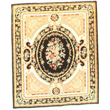 French Aubusson Wool Oriental Area Rug in Ivory