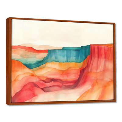 Art mural de paysage canyon, toile de falaises du désert, falaises aux teintes vertes se fondant dans des canyons rouges