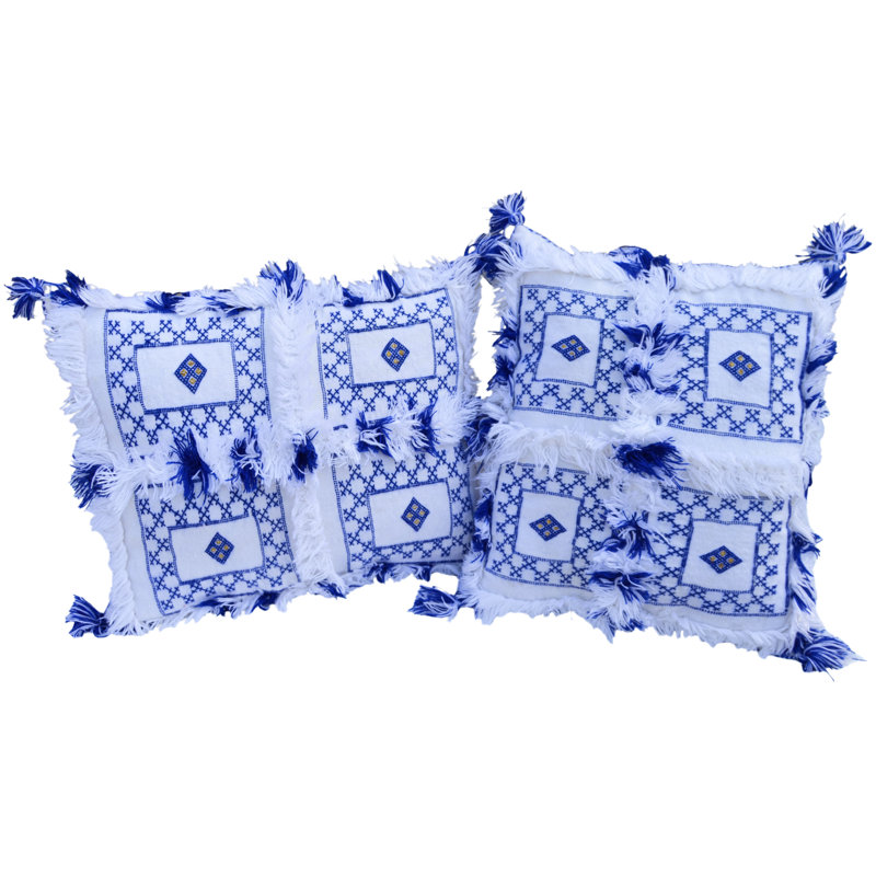 Housse de coussin rectangulaire en laine / soie H 17 po x l 20 po