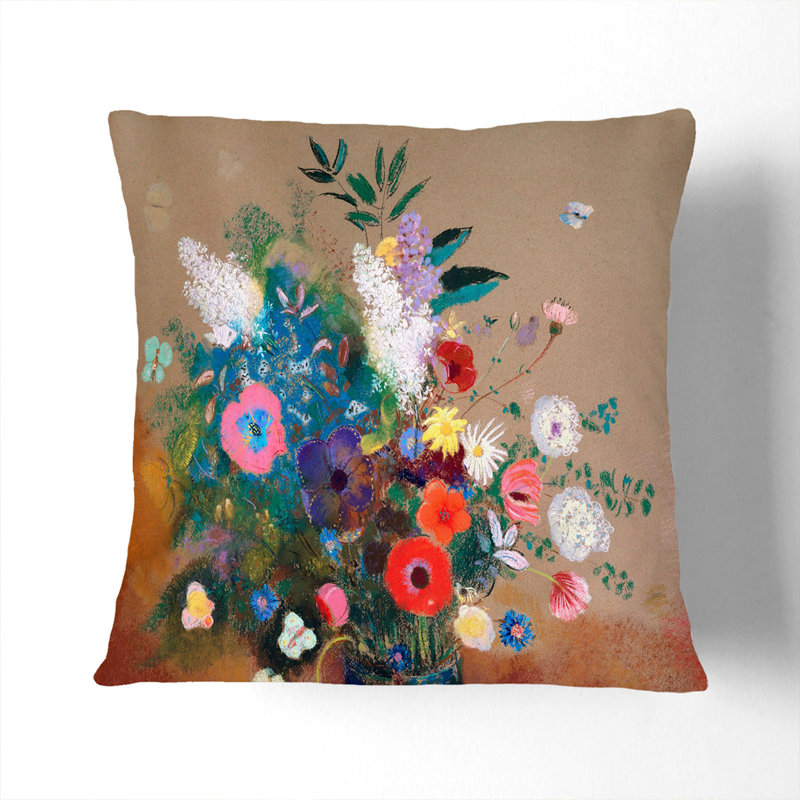 Vase Of Flowers Vol.7 Square Throw Cushion, Stone, 40cm H x 40cm W x 15cm D