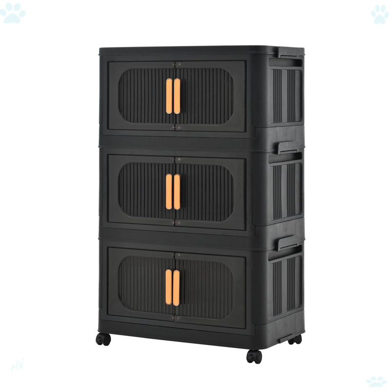 Side Wide Folding Storage Cabinet With Wheels