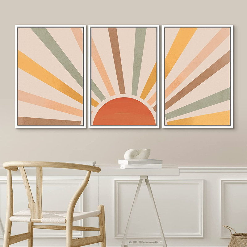 3 pièces, cadre flottant, impression sur toile, Cadre flottant blanc, H 36 po x l 72 po