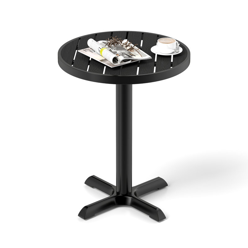 Round Wood Metal Outdoor Side Table , 60cm cm W 60cm cm D