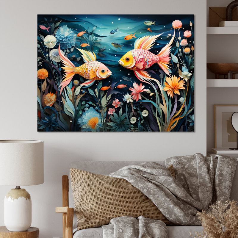 " Fishing Whimsical Waters II ", H 30 po x l 40 po, Toile tendue