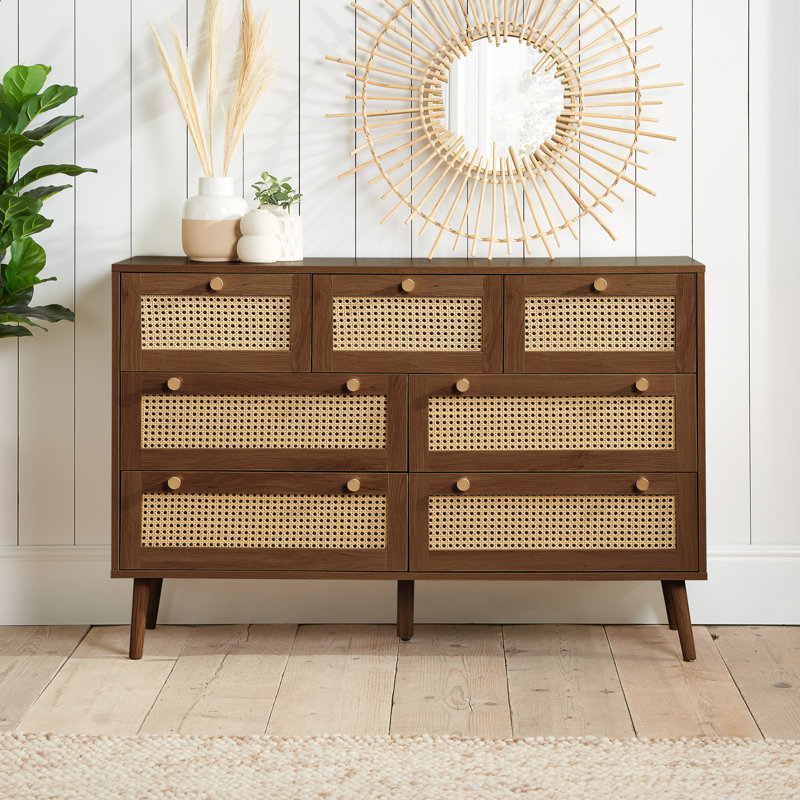 Noemi 120cm W 7 - Drawer Chest of Drawers, Walnut