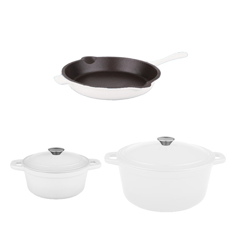 Batterie de cuisine en fonte 5 pièces BergHOFF Neo, poêle à frire de 10 po, cocotte de 3 pte et 5 pte