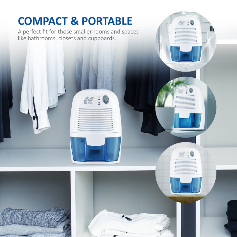 NETTA 500ml Mini Dehumidifier, Blue/White