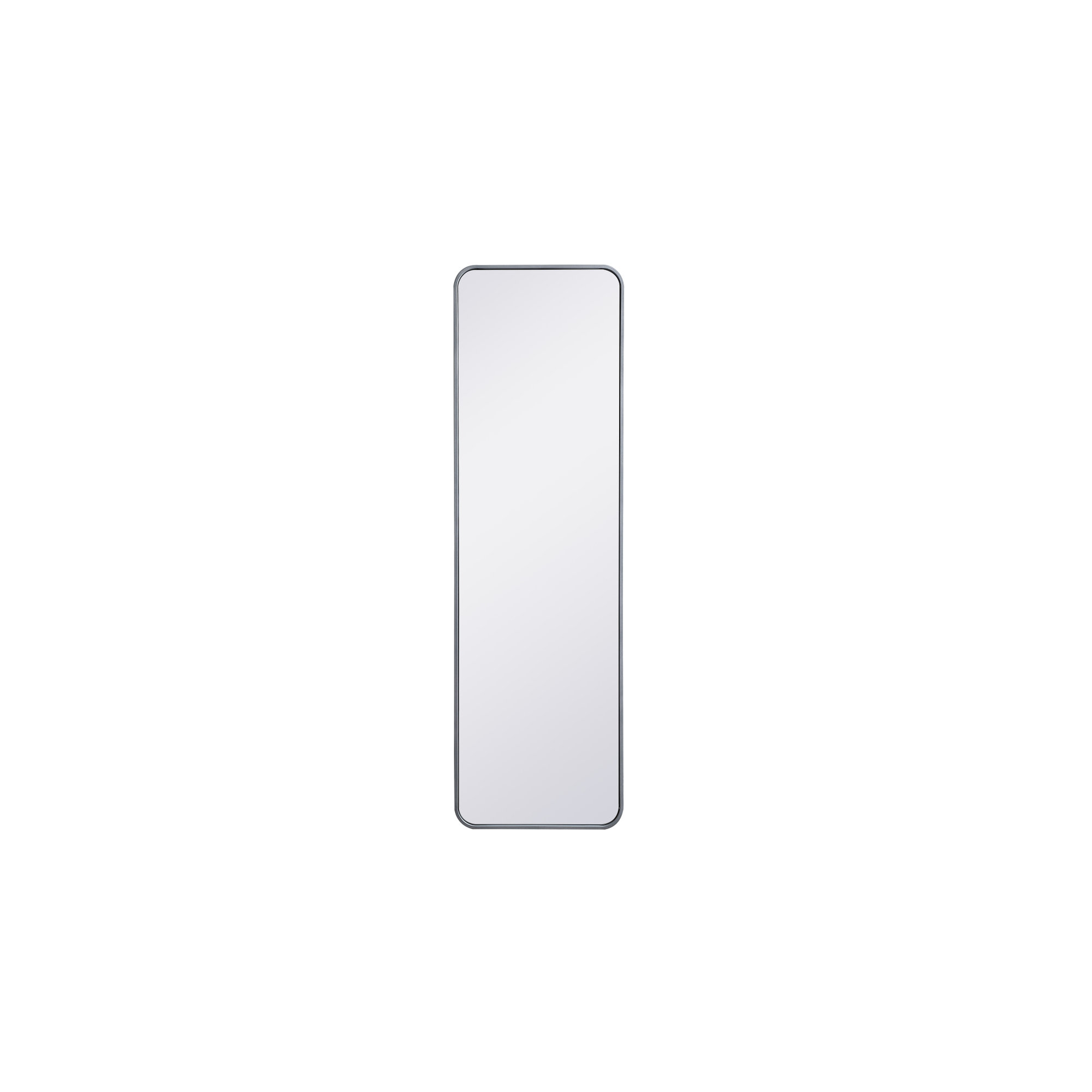 Sabine Metal Rounded Rectangle Wall Mirror, 60" x 18", Silver