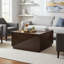 Table basse carrée moderne d'appoint avec tablette de rangement, aucun assemblage requis, pour le salon, espresso et finition blanche