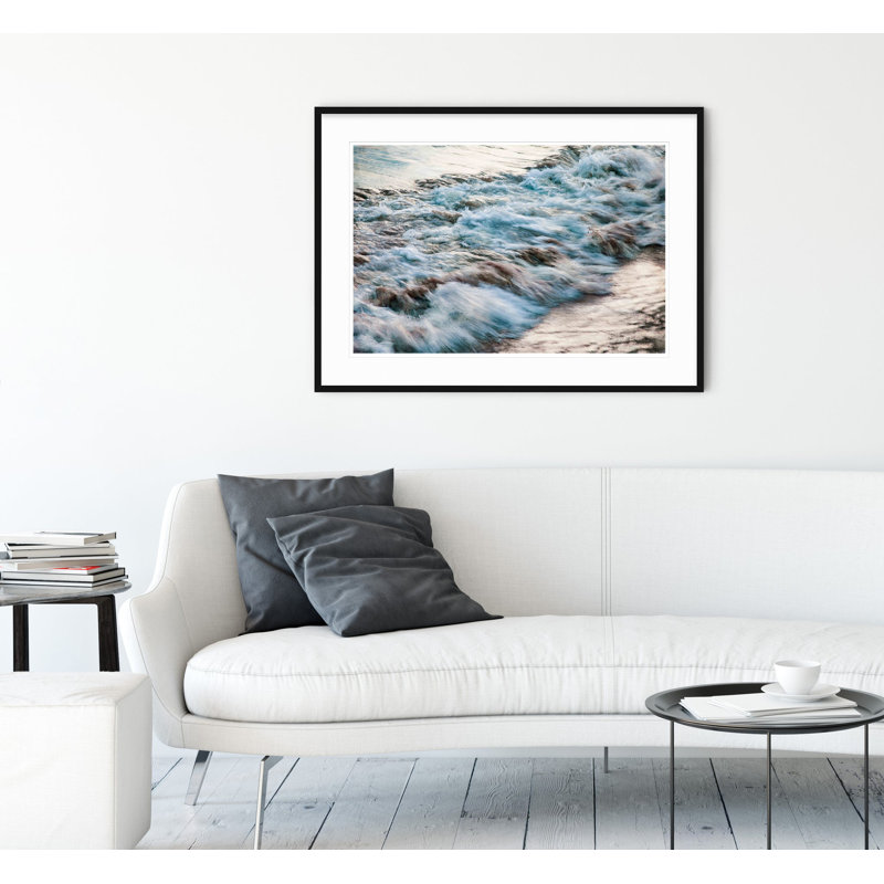 Rush Waves - Peinture encadrée sur papier, H 28,5 po x l 40 po, Cadre noir