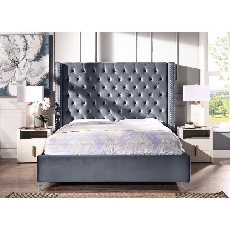 Pas de sommier tapissier requis, très grande tête de lit, cadre grand lit, rembourrage contemporain rembourré en mousse haute