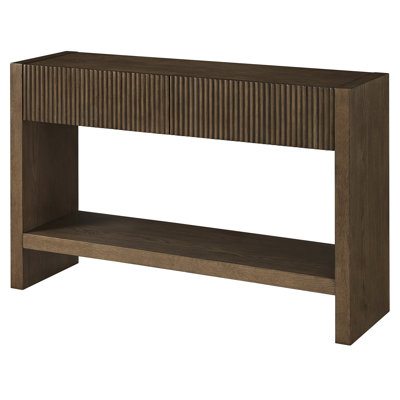 Manzanita 48" Wide Rectangular Solid Wood Fluted Console Table in Brown Oak