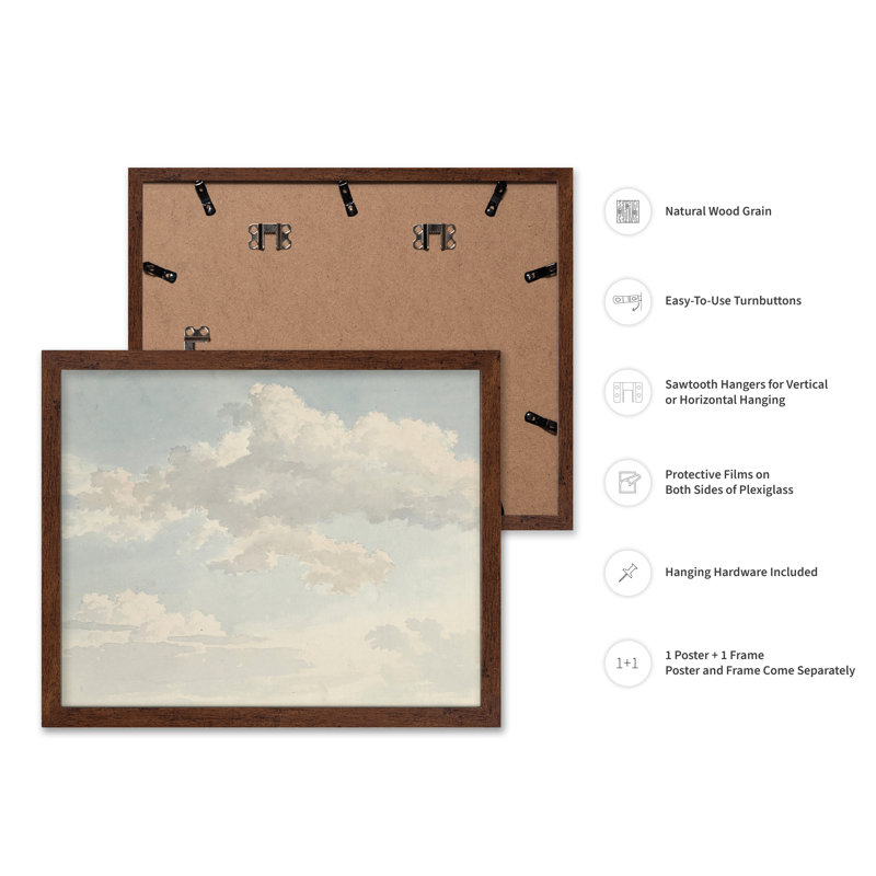 Nuage blanc, Affiche, H 16 po x l 20 po, Encadrement brun