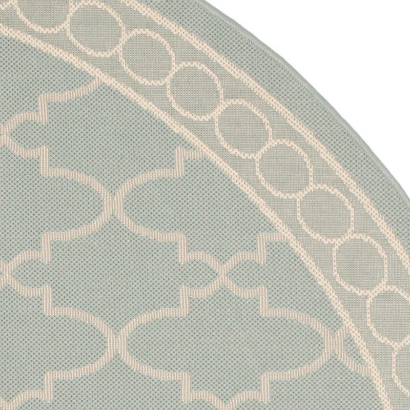 Welby Aqua/Beige Outdoor Rug, Round 6'7"