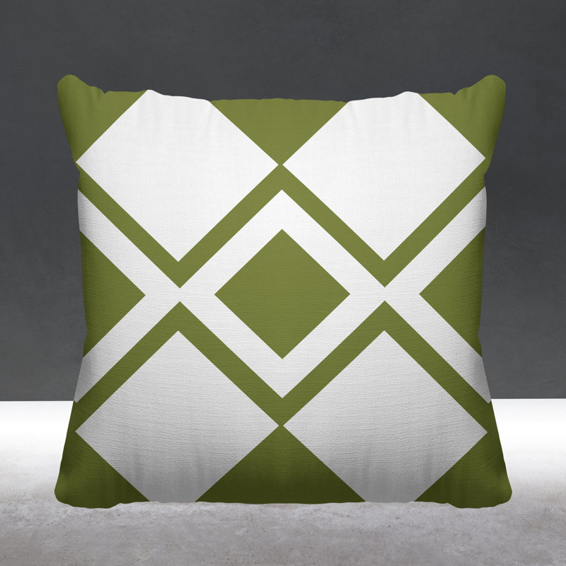 Coussin décoratif intérieur / extérieur Halsey Loop, L 17 po x H 17 po, Vert olive