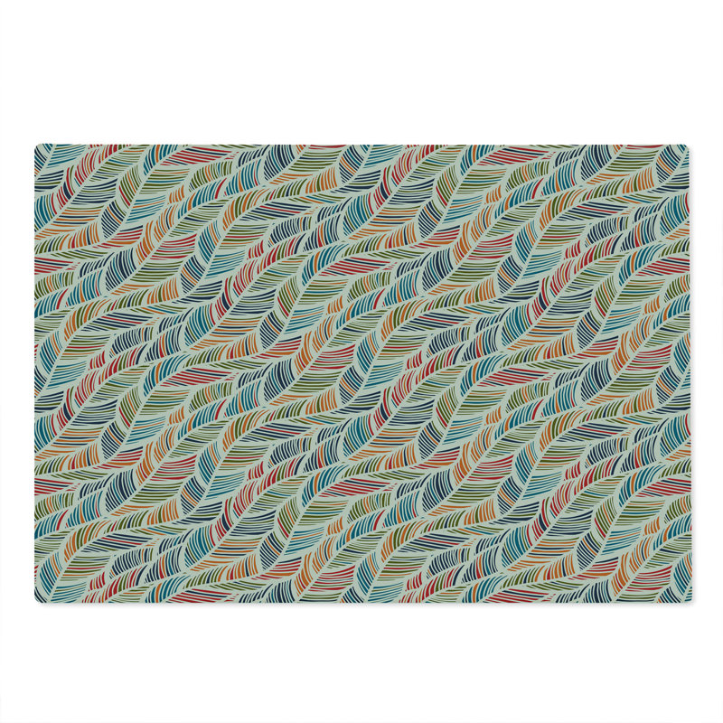 Ambesonne Boho Cutting Board Large Size Abstract Feather Wave Multicolor
