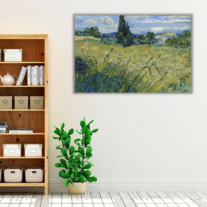 «Green Wheat Field with Cypress», 1889 - reproduction d'art sur toile, H 20 po x l 30 po