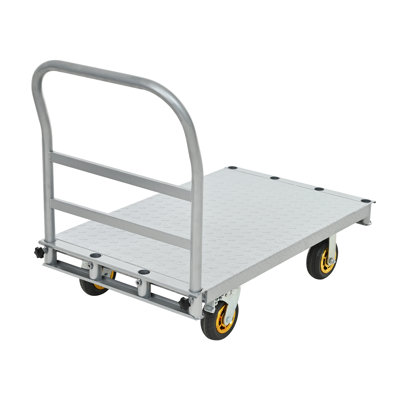 2-en-1 Chariot à panneau en acier 2200 lb, chariots de plateforme robustes avec 4 rampes latérales, chariots de cloison sèche à plat avec roulettes pivotantes en caoutchouc de 4 po x 6 po pour le chargement et le rangement